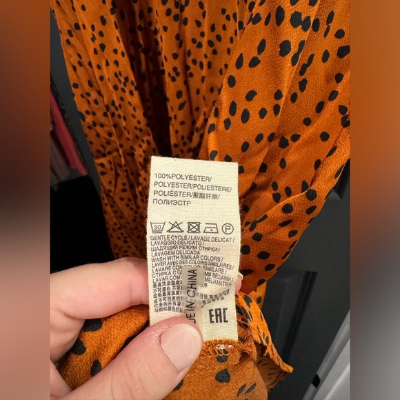 Suncoo Orange Animal Print Midi Dress T1 - Picture 2 of 5